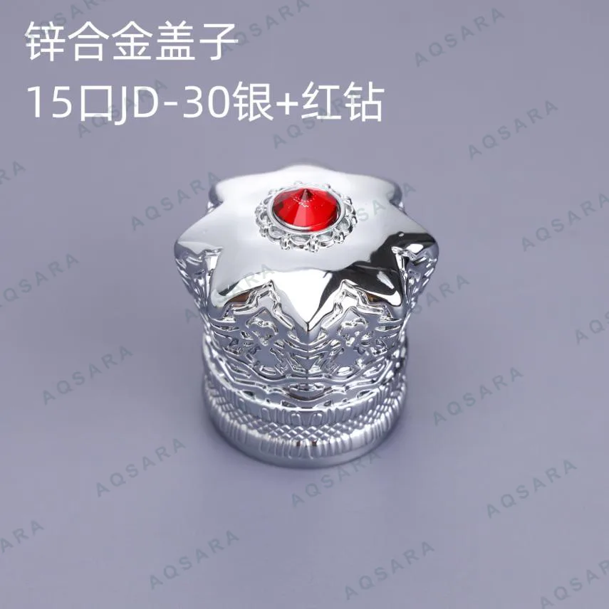 JD-308 silver + red rhinestone